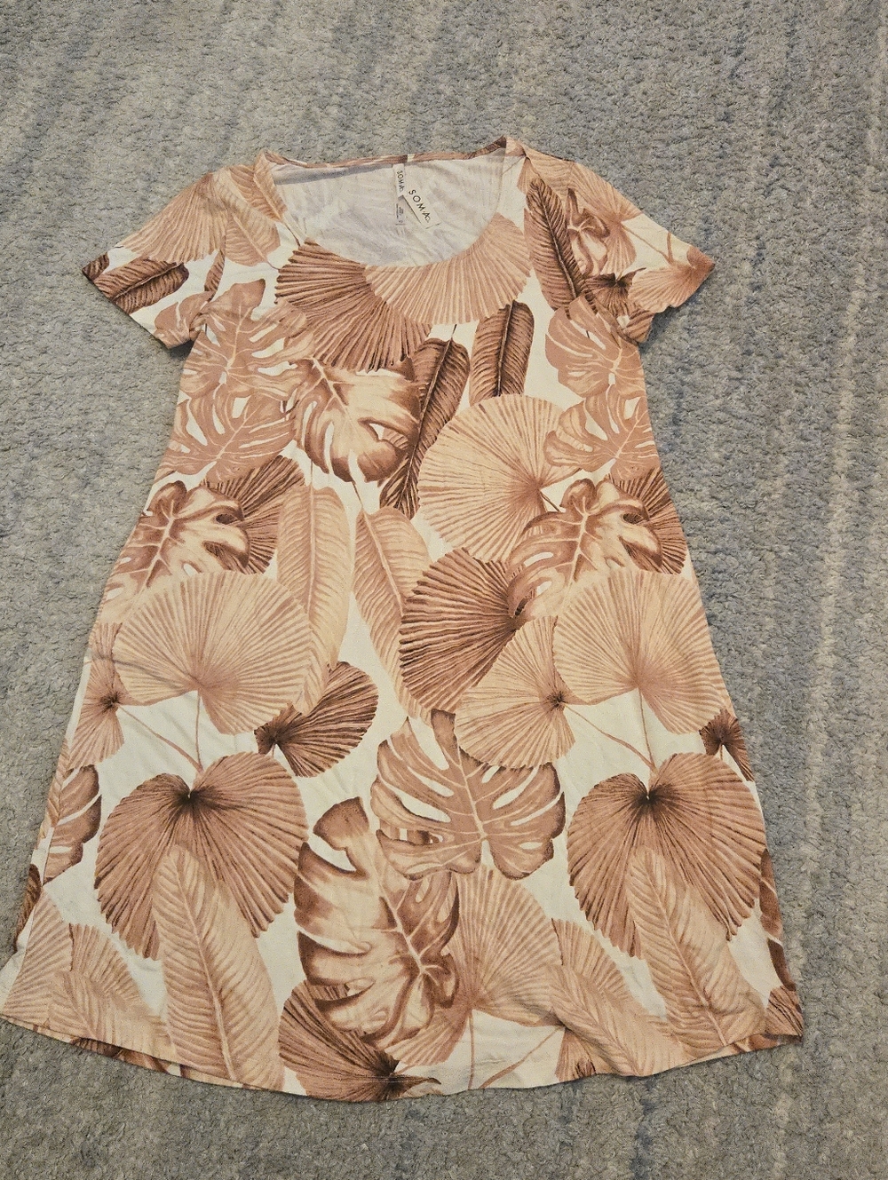 Soma Cool Nights Sleep Dress XS Tropical Monstera Palm Leaf Nightshirt